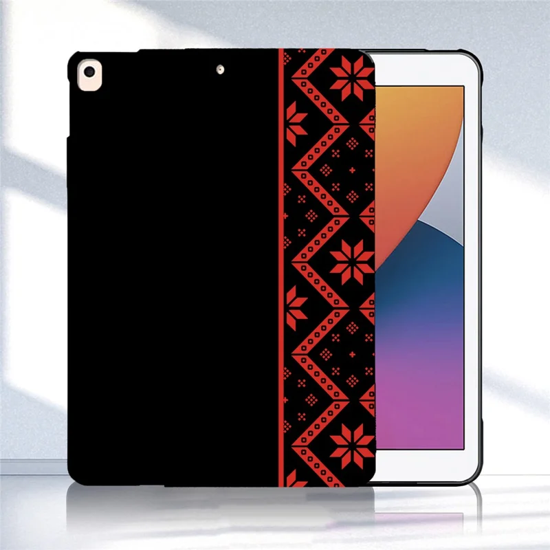 Tablet Case For iPad 10.2 (2021) / (2020) / (2019) Pattern Printing Soft TPU Cover - Red Ethnic Pattern