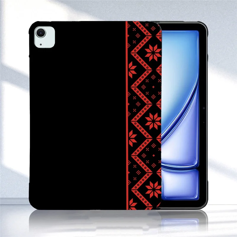 Tablet Case for iPad Air 13 (2026) / (2025) / (2024) / iPad Pro 12.9 (2022) / (2021) / (2020) / (2018) Pattern Printing Soft TPU Cover - Red Ethnic Pattern