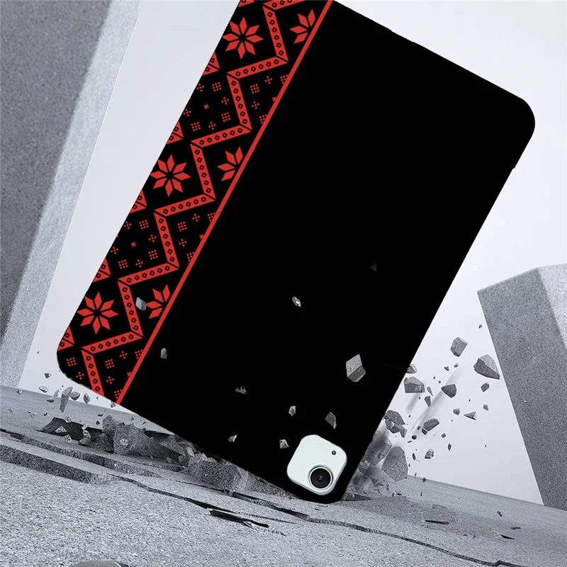 Tablet Case for iPad Air 13 (2026) / (2025) / (2024) / iPad Pro 12.9 (2022) / (2021) / (2020) / (2018) Pattern Printing Soft TPU Cover - Red Ethnic Pattern