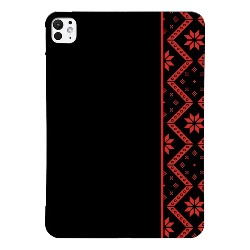 For iPad Pro 13 (2025) / (2024) Case Pattern Printing Soft TPU Tablet Cover - Red Ethnic Pattern