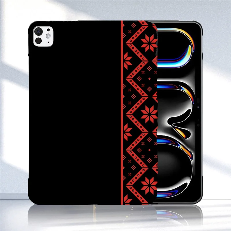 For iPad Pro 13 (2025) / (2024) Case Pattern Printing Soft TPU Tablet Cover - Red Ethnic Pattern