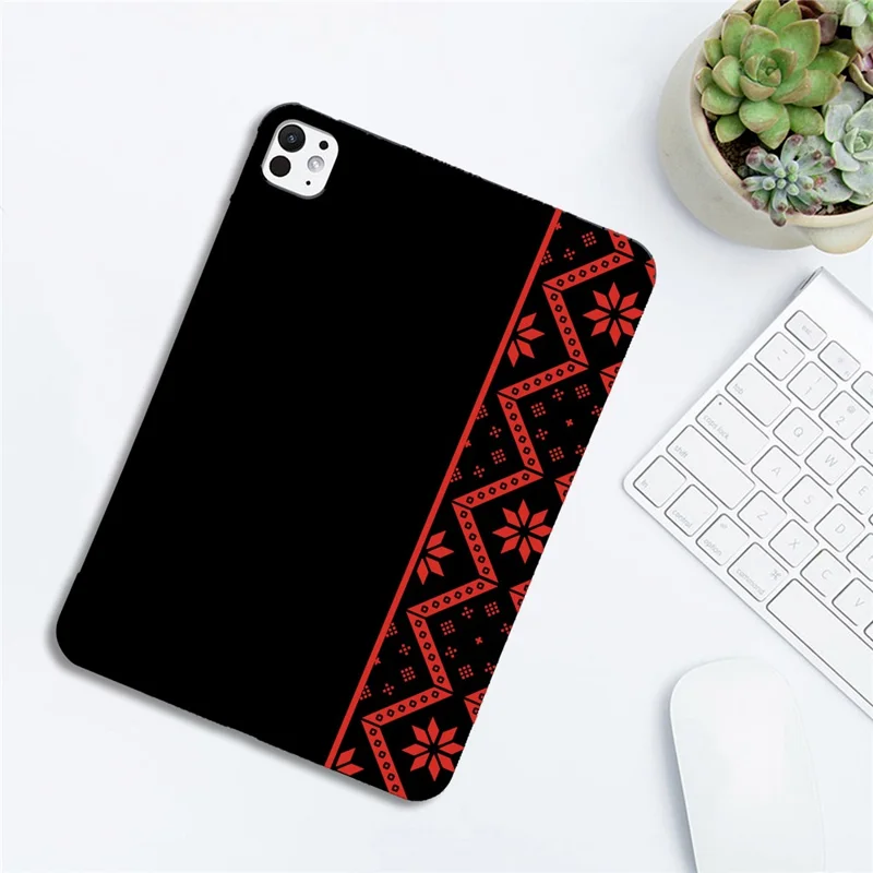 For iPad Pro 13 (2025) / (2024) Case Pattern Printing Soft TPU Tablet Cover - Red Ethnic Pattern