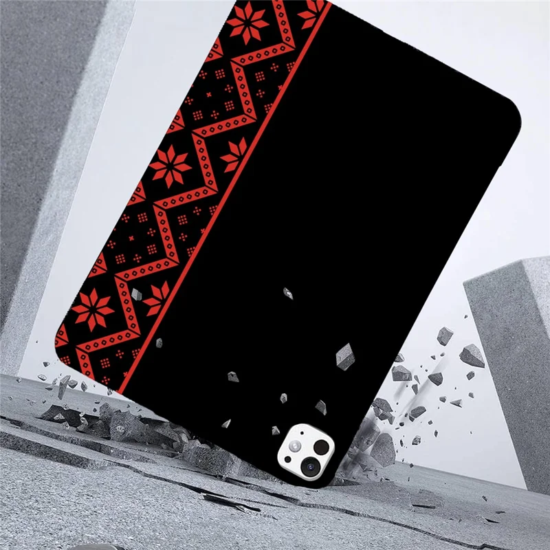 For iPad Pro 13 (2025) / (2024) Case Pattern Printing Soft TPU Tablet Cover - Red Ethnic Pattern