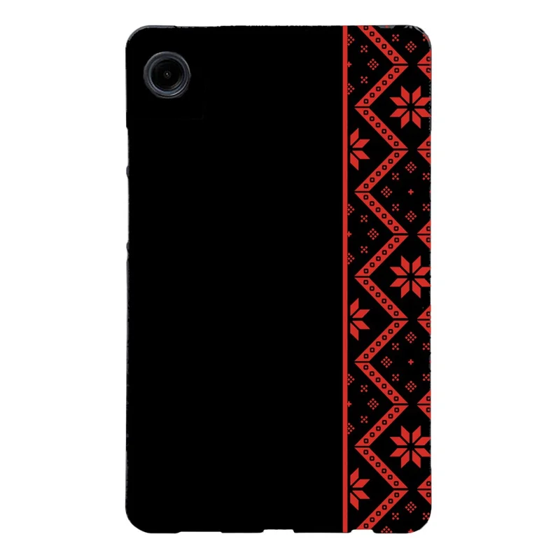 For Samsung Galaxy Tab A9  /  A11 Case Pattern Printing Soft TPU Tablet Cover - Red Ethnic Pattern