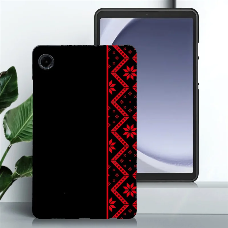 For Samsung Galaxy Tab A9  /  A11 Case Pattern Printing Soft TPU Tablet Cover - Red Ethnic Pattern