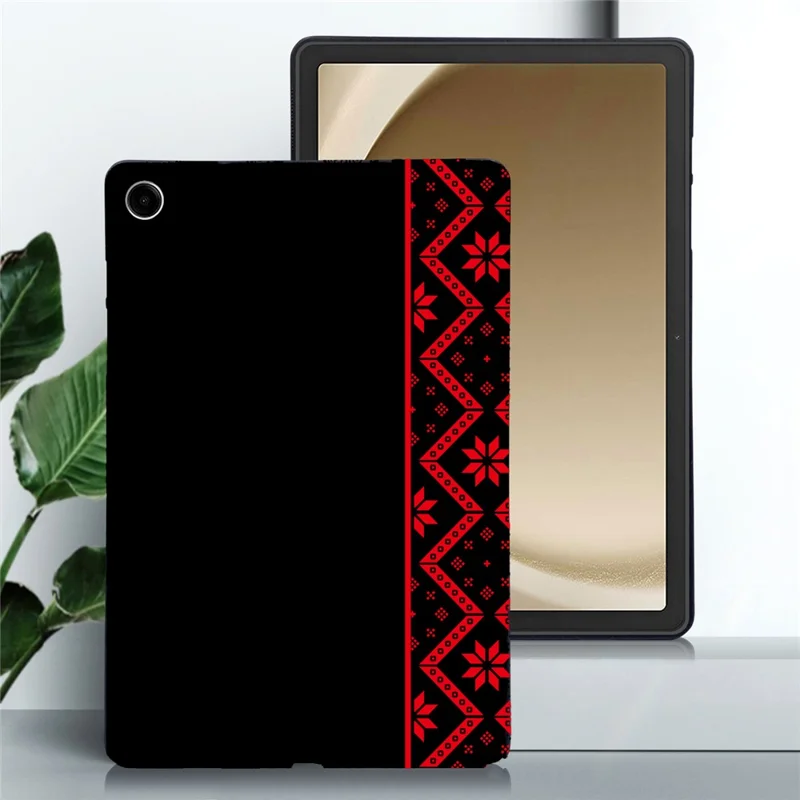 For Samsung Galaxy Tab A9+  /  A11+ Case Pattern Printing Soft TPU Tablet Cover - Red Ethnic Pattern