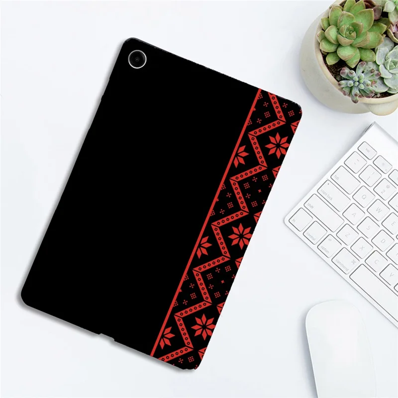 For Samsung Galaxy Tab A9+  /  A11+ Case Pattern Printing Soft TPU Tablet Cover - Red Ethnic Pattern