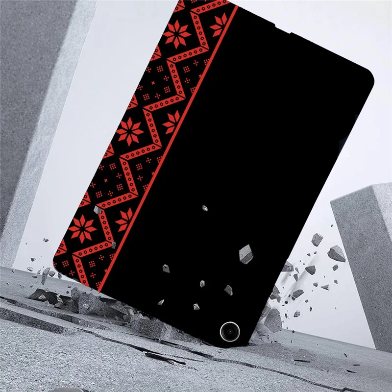 For Samsung Galaxy Tab A9+  /  A11+ Case Pattern Printing Soft TPU Tablet Cover - Red Ethnic Pattern