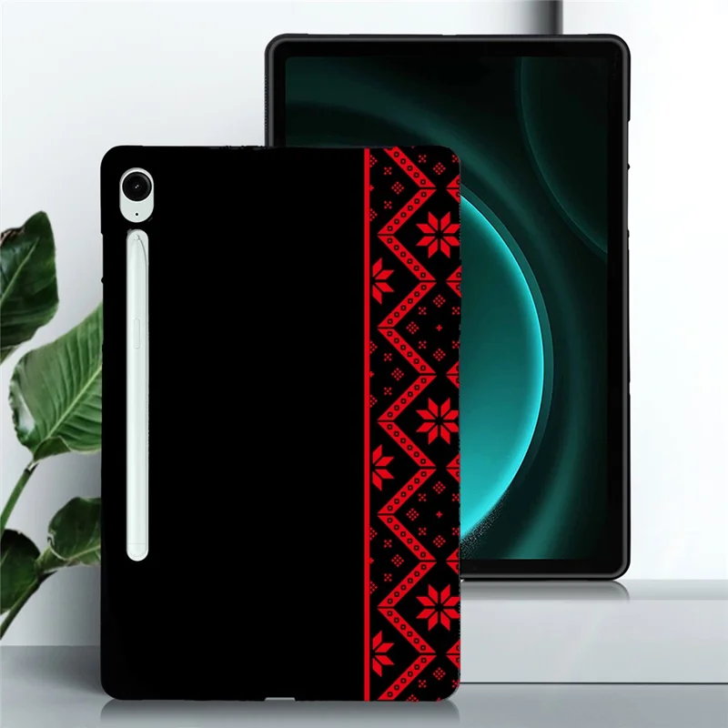 For Samsung Galaxy Tab S10 FE  /  S10 Lite  /  S9  /  S9 FE Case Pattern Printing Soft TPU Tablet Cover - Red Ethnic Pattern
