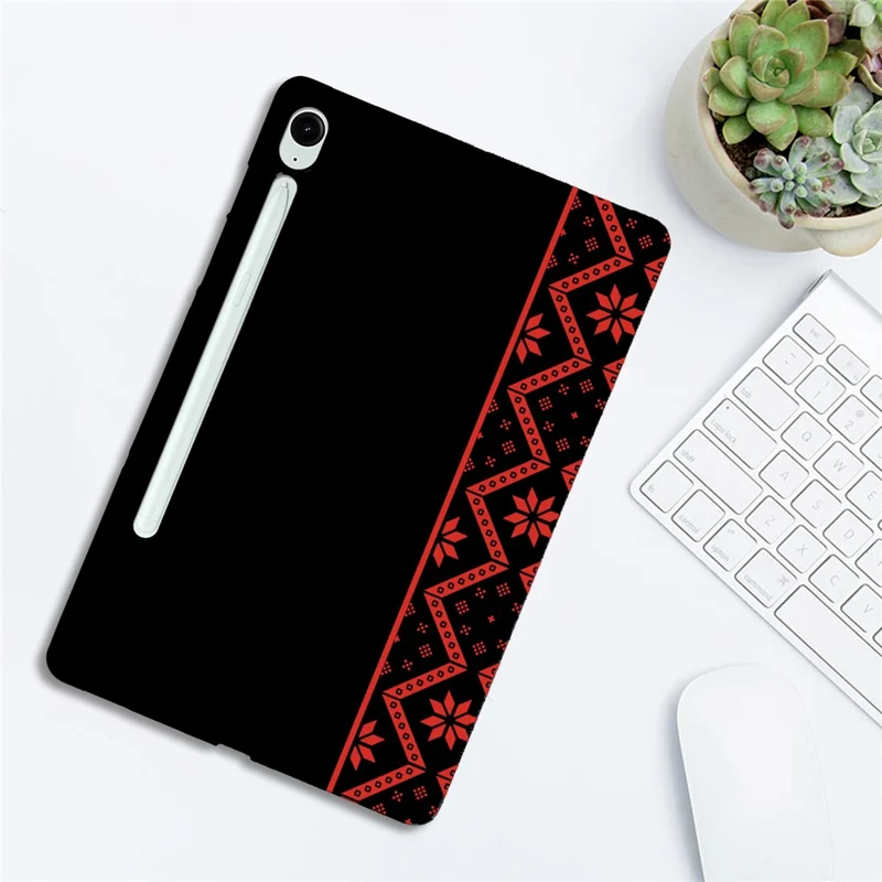 For Samsung Galaxy Tab S10 FE  /  S10 Lite  /  S9  /  S9 FE Case Pattern Printing Soft TPU Tablet Cover - Red Ethnic Pattern