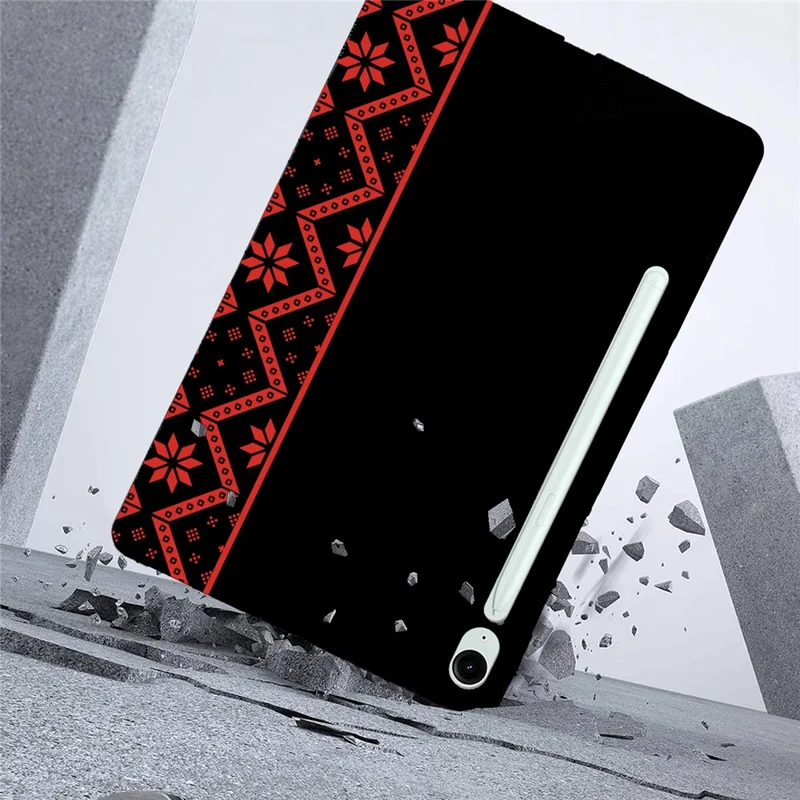 For Samsung Galaxy Tab S10 FE  /  S10 Lite  /  S9  /  S9 FE Case Pattern Printing Soft TPU Tablet Cover - Red Ethnic Pattern