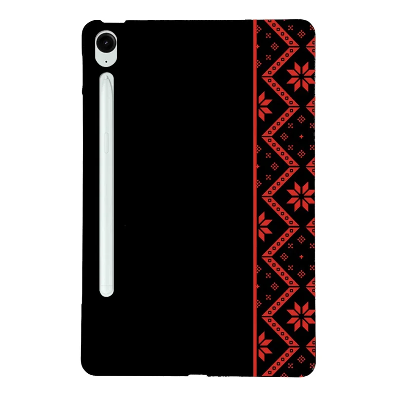 For Samsung Galaxy Tab S10 FE+ Case Pattern Printing Soft TPU Tablet Cover - Red Ethnic Pattern