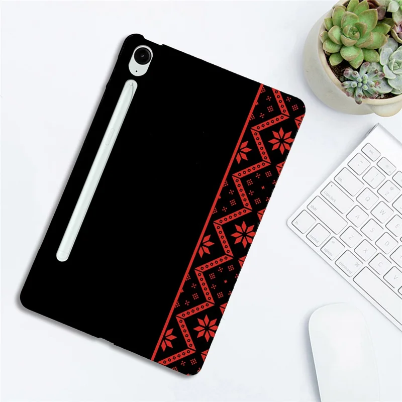 For Samsung Galaxy Tab S10 FE+ Case Pattern Printing Soft TPU Tablet Cover - Red Ethnic Pattern