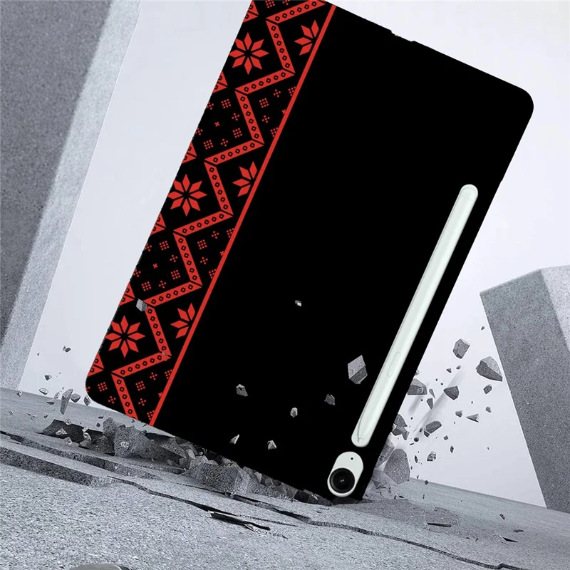 For Samsung Galaxy Tab S10 FE+ Case Pattern Printing Soft TPU Tablet Cover - Red Ethnic Pattern
