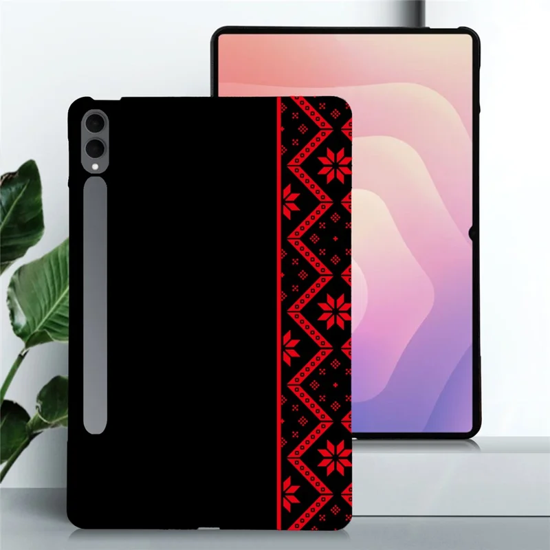 For Samsung Galaxy Tab S11 Ultra  /  S10 Ultra  /  S9 Ultra  /  S8 Ultra Case Pattern Printing Soft TPU Tablet Cover - Red Ethnic Pattern
