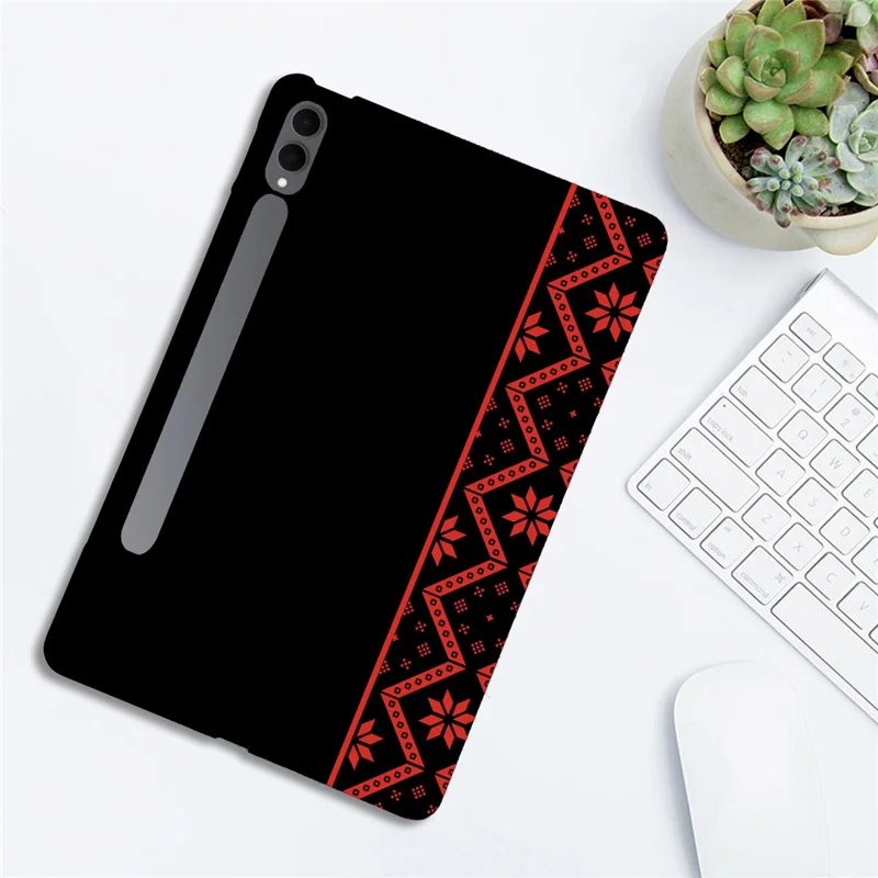 For Samsung Galaxy Tab S11 Ultra  /  S10 Ultra  /  S9 Ultra  /  S8 Ultra Case Pattern Printing Soft TPU Tablet Cover - Red Ethnic Pattern