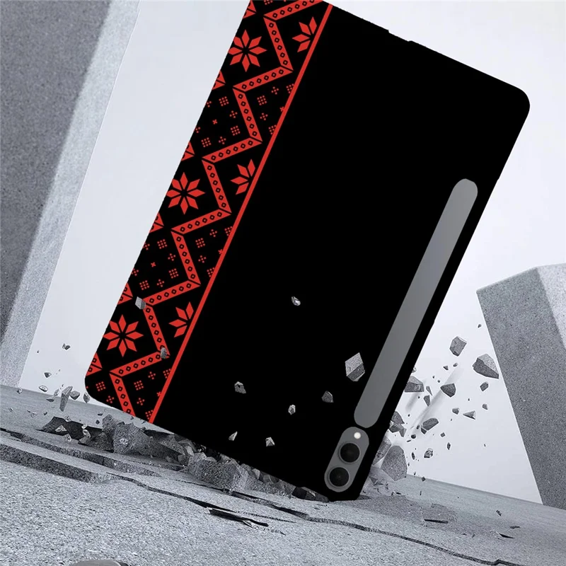 For Samsung Galaxy Tab S11 Ultra  /  S10 Ultra  /  S9 Ultra  /  S8 Ultra Case Pattern Printing Soft TPU Tablet Cover - Red Ethnic Pattern