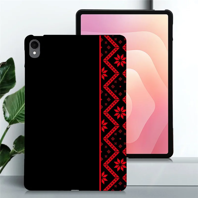 For Samsung Galaxy Tab S11 Case Pattern Printing Soft TPU Tablet Cover - Red Ethnic Pattern