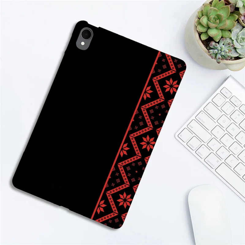 For Samsung Galaxy Tab S11 Case Pattern Printing Soft TPU Tablet Cover - Red Ethnic Pattern