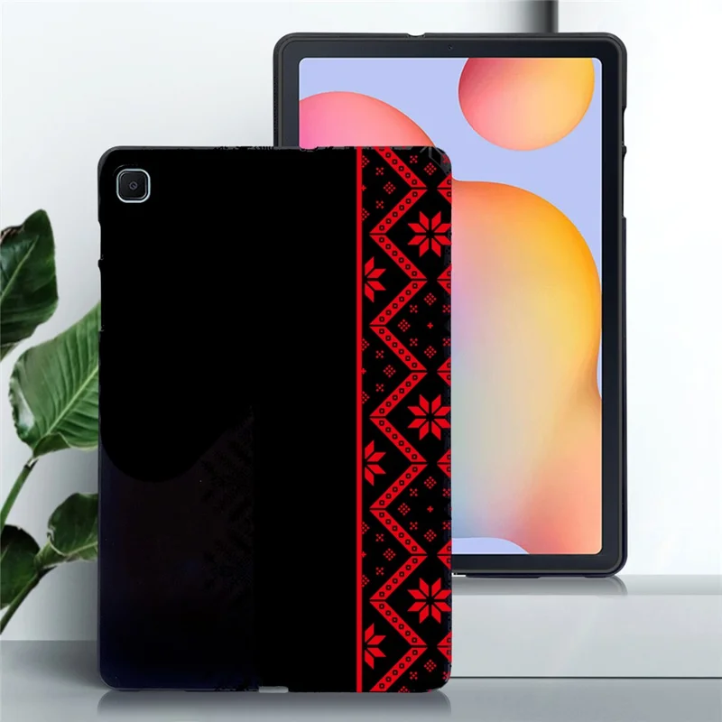 For Samsung Galaxy Tab S6 Lite (2020)  /  S6 Lite (2022)  /  S6 Lite (2024) Case Pattern Printing Soft TPU Tablet Cover - Red Ethnic Pattern