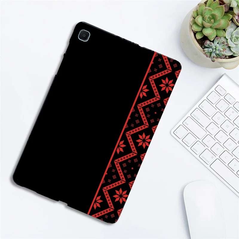 For Samsung Galaxy Tab S6 Lite (2020)  /  S6 Lite (2022)  /  S6 Lite (2024) Case Pattern Printing Soft TPU Tablet Cover - Red Ethnic Pattern