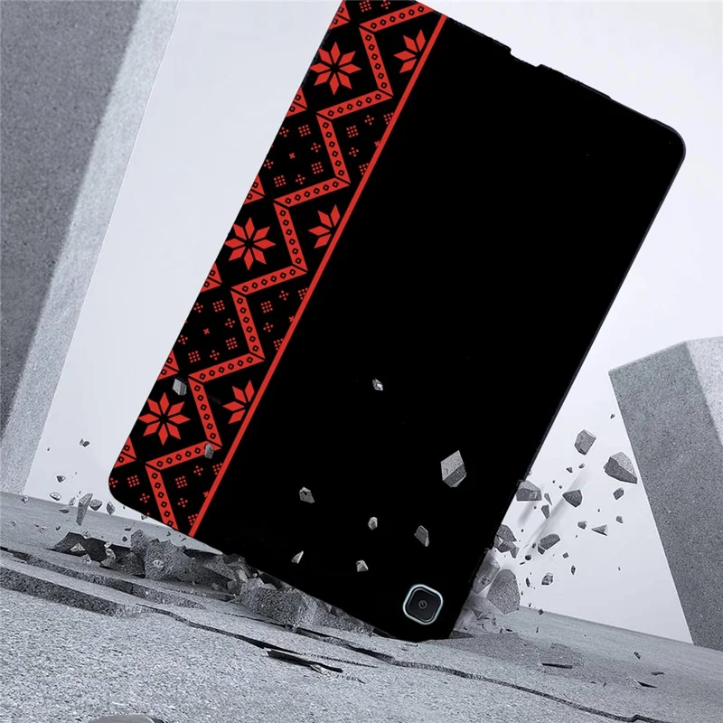 For Samsung Galaxy Tab S6 Lite (2020)  /  S6 Lite (2022)  /  S6 Lite (2024) Case Pattern Printing Soft TPU Tablet Cover - Red Ethnic Pattern