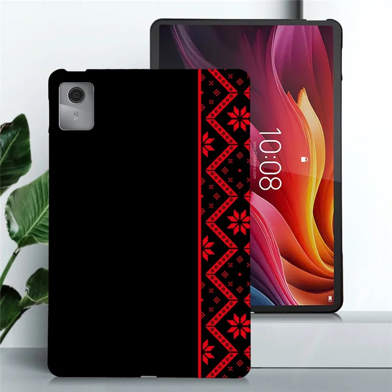 For Lenovo Idea Tab  /  Tab K11 Gen 2 Case Pattern Printing Soft TPU Tablet Cover - Red Ethnic Pattern