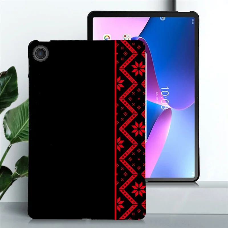 For Lenovo Tab TB311FU Case Pattern Printing Soft TPU Tablet Cover - Red Ethnic Pattern