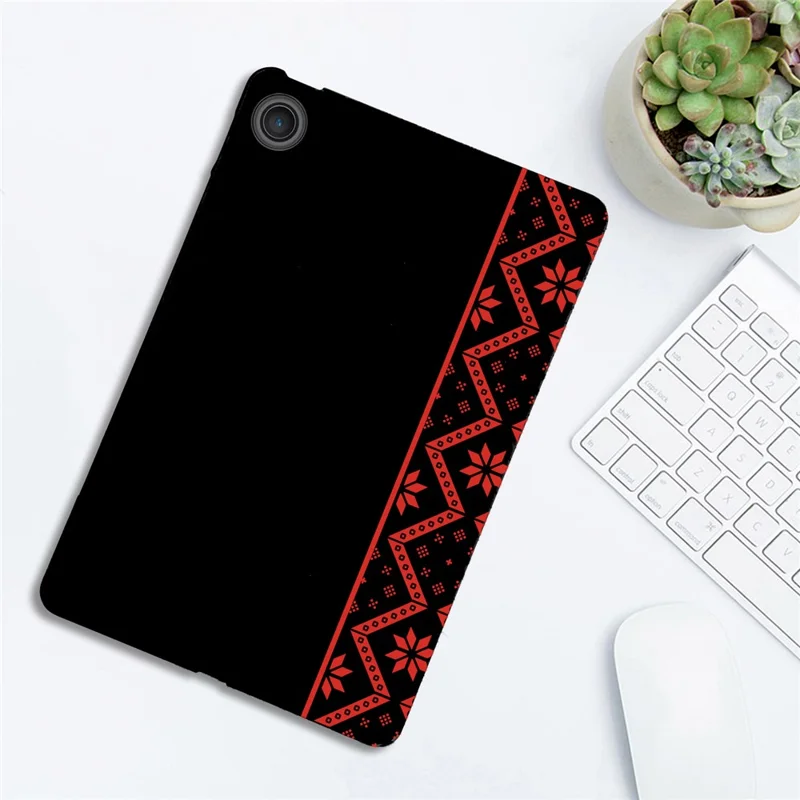 For Lenovo Tab TB311FU Case Pattern Printing Soft TPU Tablet Cover - Red Ethnic Pattern