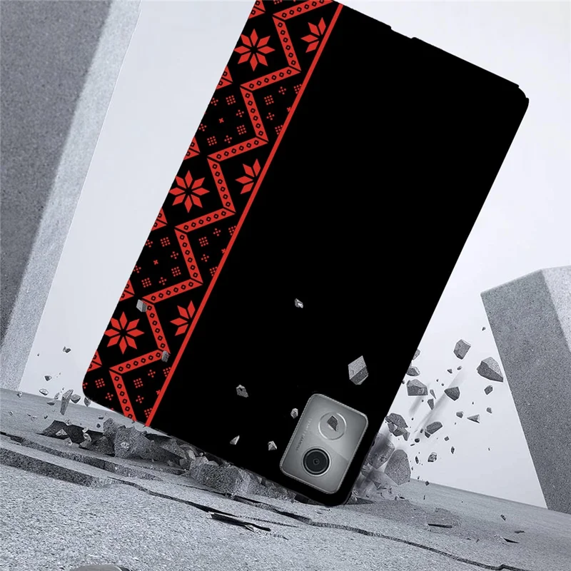 For Lenovo Tab M11 Plus Case Pattern Printing Soft TPU Tablet Cover - Red Ethnic Pattern