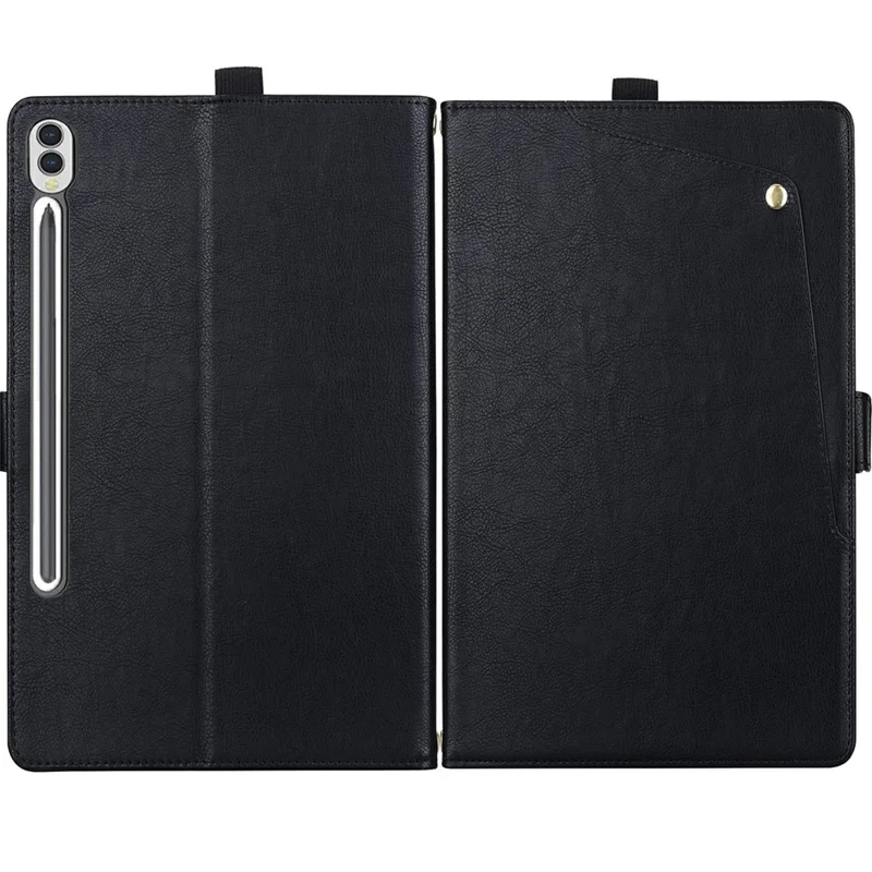 Tablet-Hülle für Samsung Galaxy Tab S9 FE+ / Tab S10+ mit Frontfach, Business-Leder-Tablet-Hülle mit Kartenhalter und Ständer – Schwarz