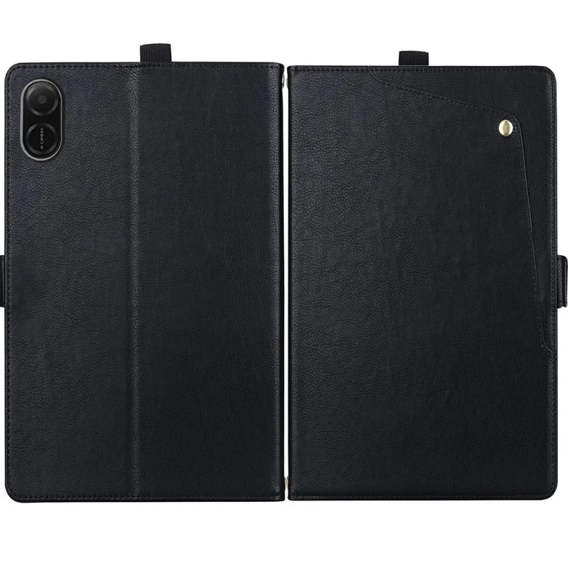 Funda para tablet de cuero empresarial con bolsillo delantero, soporte y tarjetero para Honor Pad X8a / Pad X8b - Negro