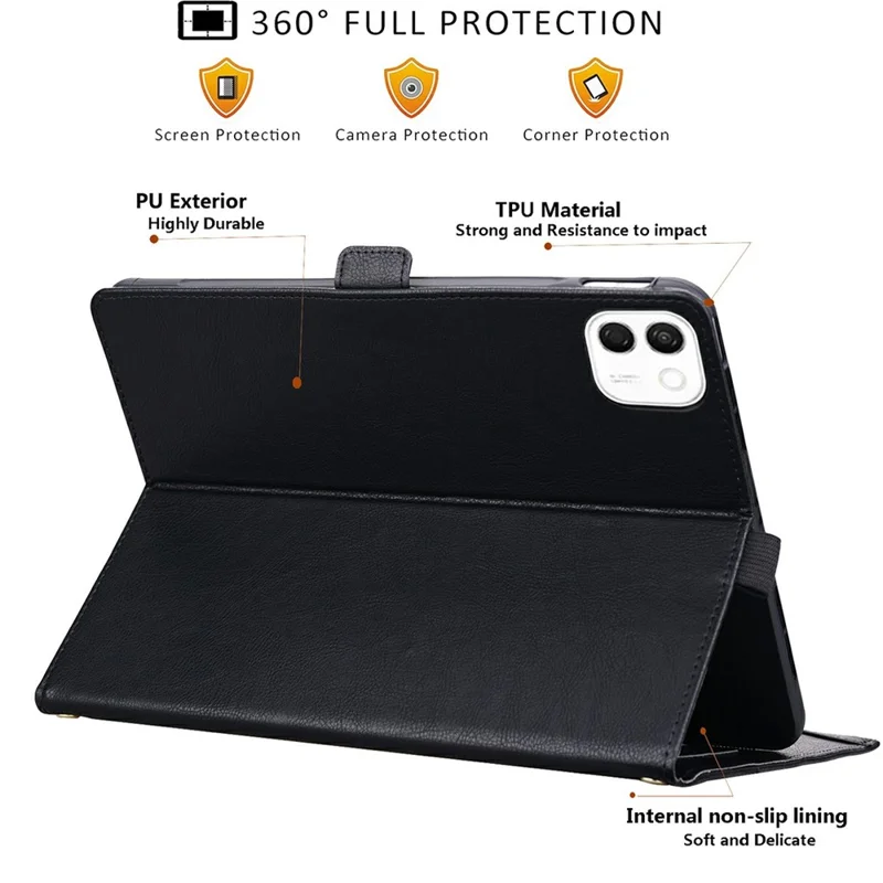 Fodral för Honor MagicPad 4 / MagicPad 3 Pro 12,3 tum med framficka, affärsläder, ställfunktion och kortficka - Svart