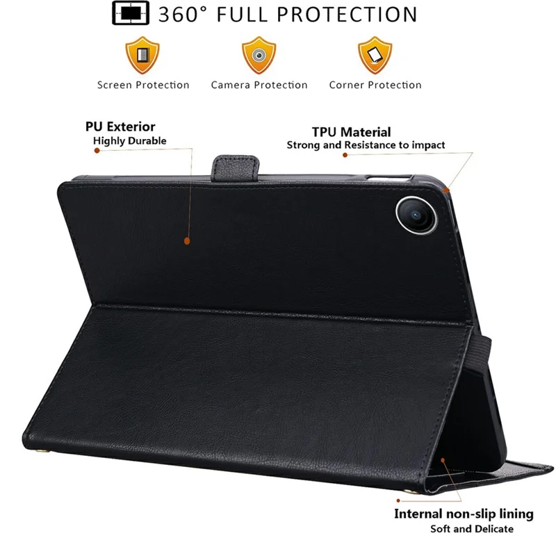 For Xiaomi Redmi Pad 2 SE  /  Pad 2 9.7  /  Poco Pad C1 Case Front Pocket Business Leather Tablet Cover with Card Holder Stand - Black