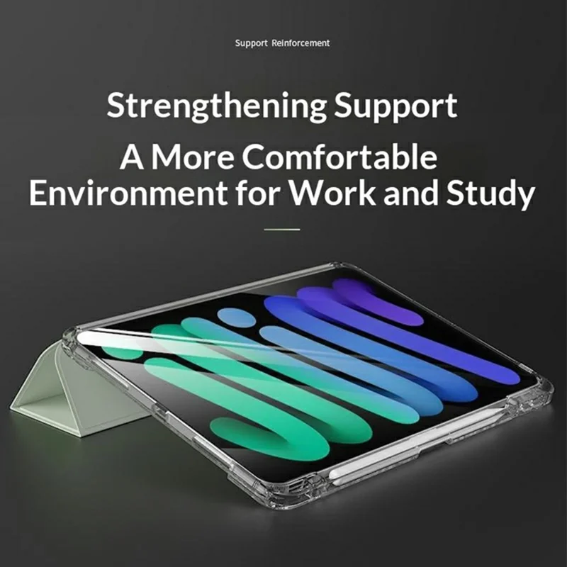 For iPad Pro 11 (2024)  /  Pro 11 (2025) Case TPU + PC Pen Slot Clear Tablet Cover with Detachable Flip Cover Stand - Green