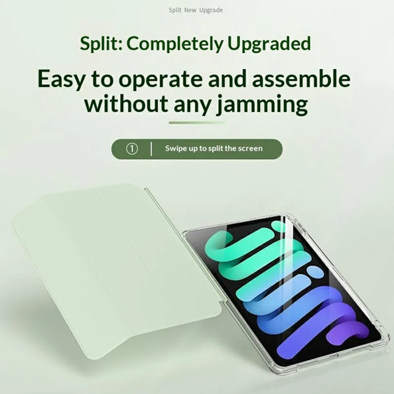 For iPad Pro 11 (2024)  /  Pro 11 (2025) Case TPU + PC Pen Slot Clear Tablet Cover with Detachable Flip Cover Stand - Green