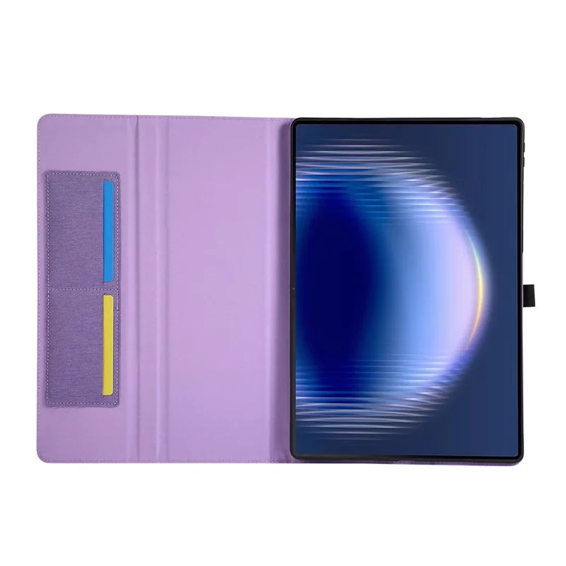 For Huawei MatePad Pro Max Case with Stand Card Holder Cloth Texture Leather Tablet Cover - Purple