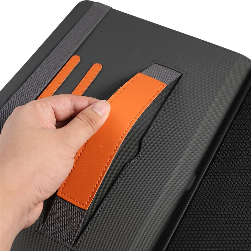 Tablet-Hülle für Lenovo Idea Tab Pro Gen 2 mit faltbarem Ständer aus Leder und Handgelenkband - Orange
