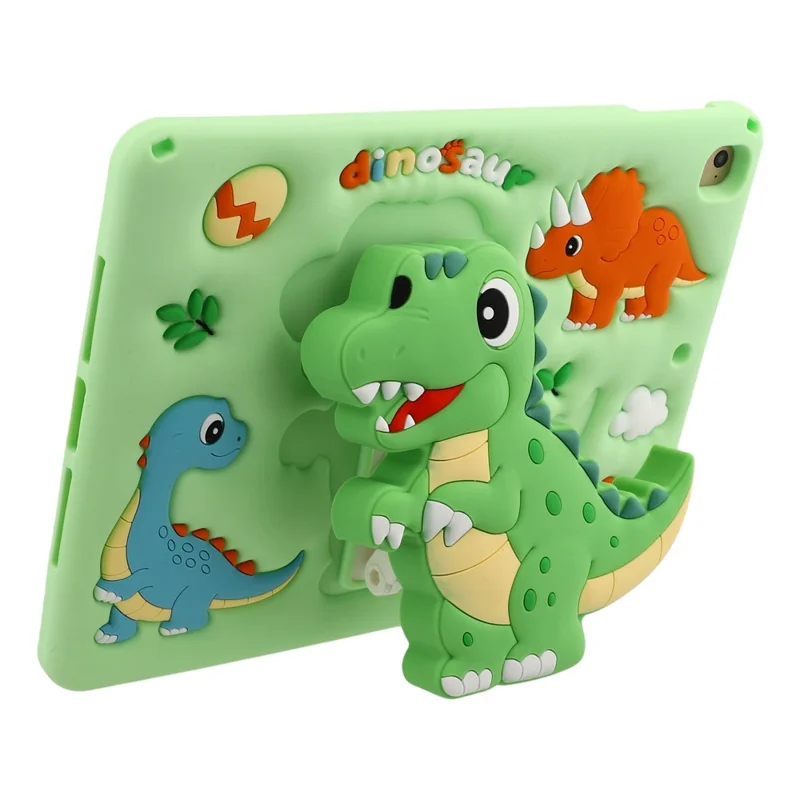 Dinosaur Tablet Case for iPad 9.7-inch (2018) / (2017) / Air 2 / Air (2013) , Retractable Kickstand Silicone Cover with Shoulder Strap