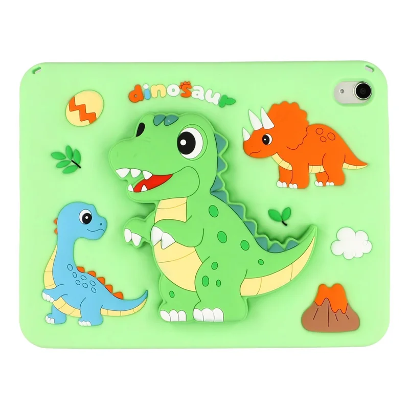 For iPad (2025) / iPad 10.9 (2022) Case Dinosaur Retractable Kickstand Silicone Tablet Cover with Shoulder StrapiPad (2025)