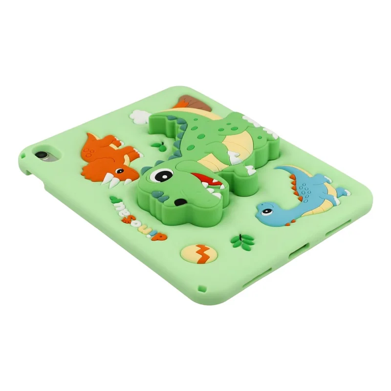 For iPad (2025) / iPad 10.9 (2022) Case Dinosaur Retractable Kickstand Silicone Tablet Cover with Shoulder StrapiPad (2025)