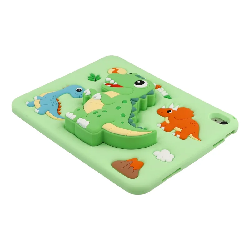 For iPad (2025) / iPad 10.9 (2022) Case Dinosaur Retractable Kickstand Silicone Tablet Cover with Shoulder StrapiPad (2025)