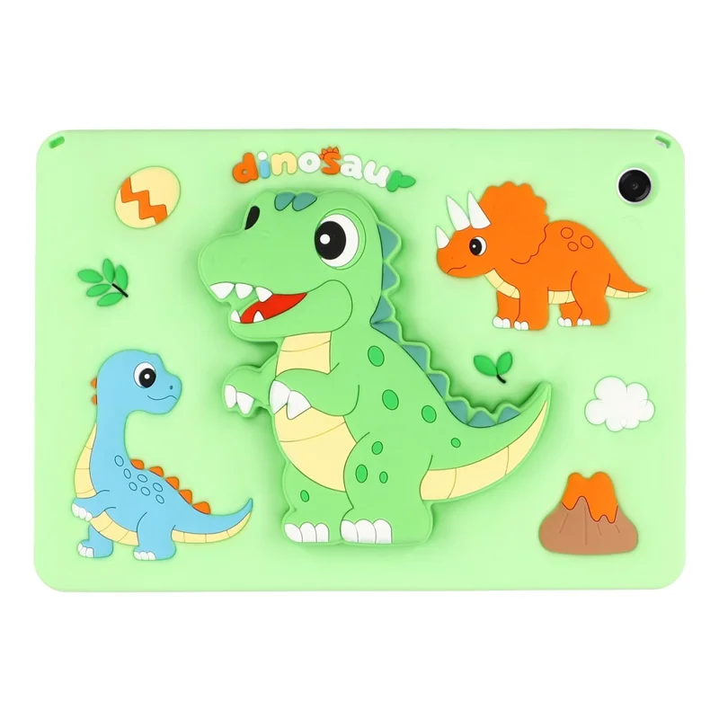 For Samsung Galaxy Tab A11+ / Tab A9+ Case Dinosaur Retractable Kickstand Silicone Tablet Cover with Shoulder Strap