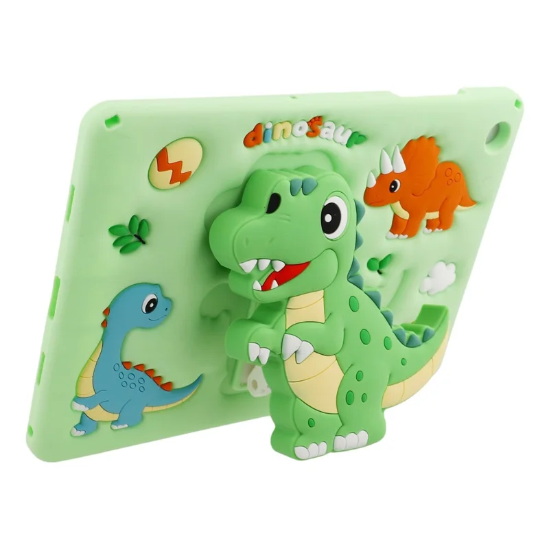 For Samsung Galaxy Tab A11+ / Tab A9+ Case Dinosaur Retractable Kickstand Silicone Tablet Cover with Shoulder Strap