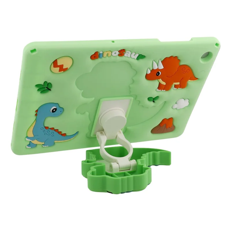 For Samsung Galaxy Tab A11+ / Tab A9+ Case Dinosaur Retractable Kickstand Silicone Tablet Cover with Shoulder Strap