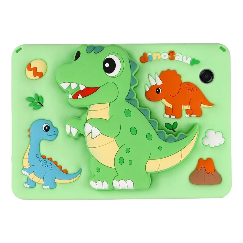 For Samsung Galaxy Tab A11 / Tab A9 Case Dinosaur Retractable Kickstand Silicone Tablet Cover with Shoulder Strap