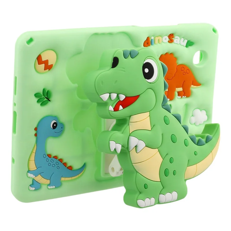 For Samsung Galaxy Tab A11 / Tab A9 Case Dinosaur Retractable Kickstand Silicone Tablet Cover with Shoulder Strap