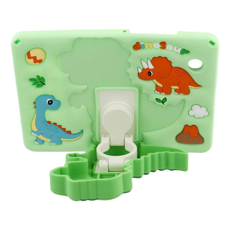 For Samsung Galaxy Tab A11 / Tab A9 Case Dinosaur Retractable Kickstand Silicone Tablet Cover with Shoulder Strap