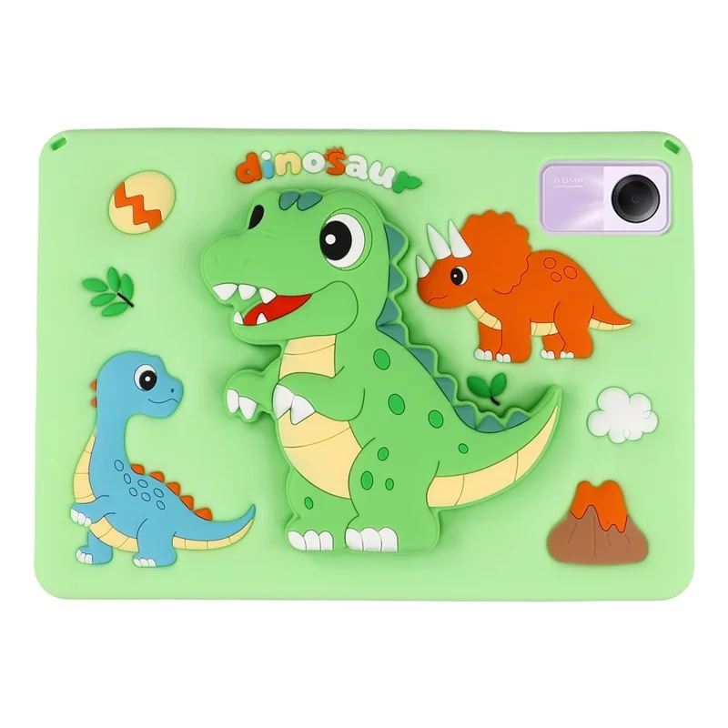 Dinosaur Tablet Case for Xiaomi Redmi Pad 2 11 / Pad SE / Honor Pad X9 / X8a / X8b , Retractable Kickstand Silicone Cover with Shoulder Strap