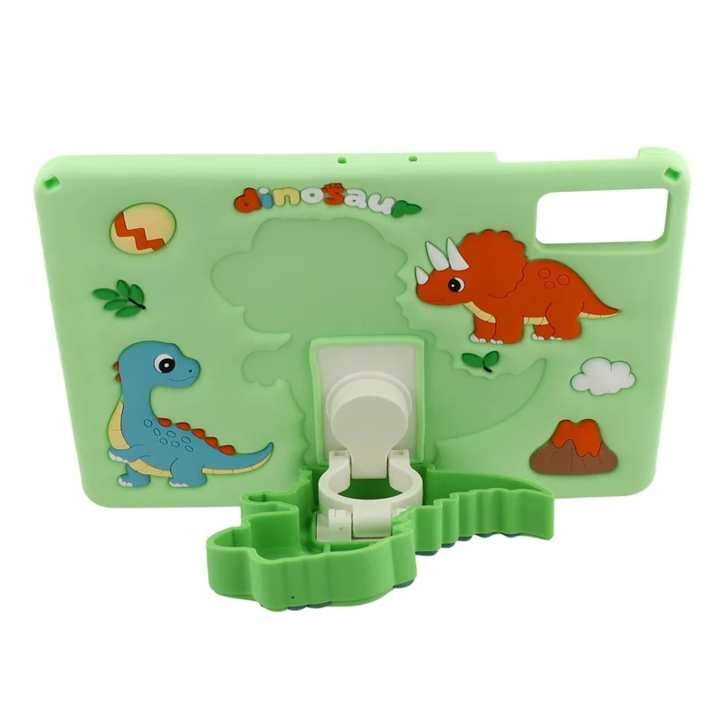 Dinosaur Tablet Case for Xiaomi Redmi Pad 2 11 / Pad SE / Honor Pad X9 / X8a / X8b , Retractable Kickstand Silicone Cover with Shoulder Strap